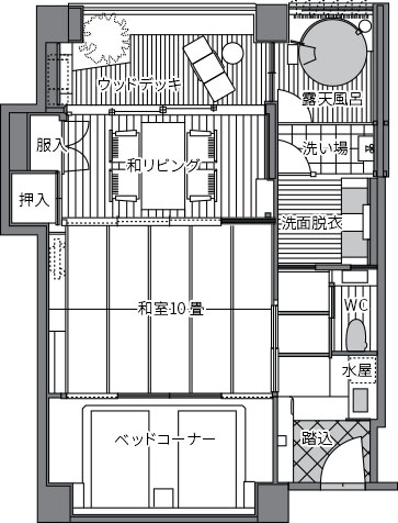 星の棟 Aタイプ　スイート和洋室の間取り
