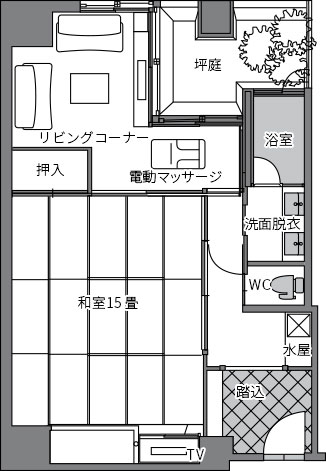 風の棟Aタイプ　デラックス和室の間取り