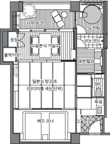 호시(별) A 타입　스위트 일양실 배치도