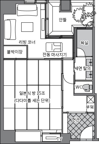 가제(바람) 동A 타입　디럭스 일본식 방 배치도